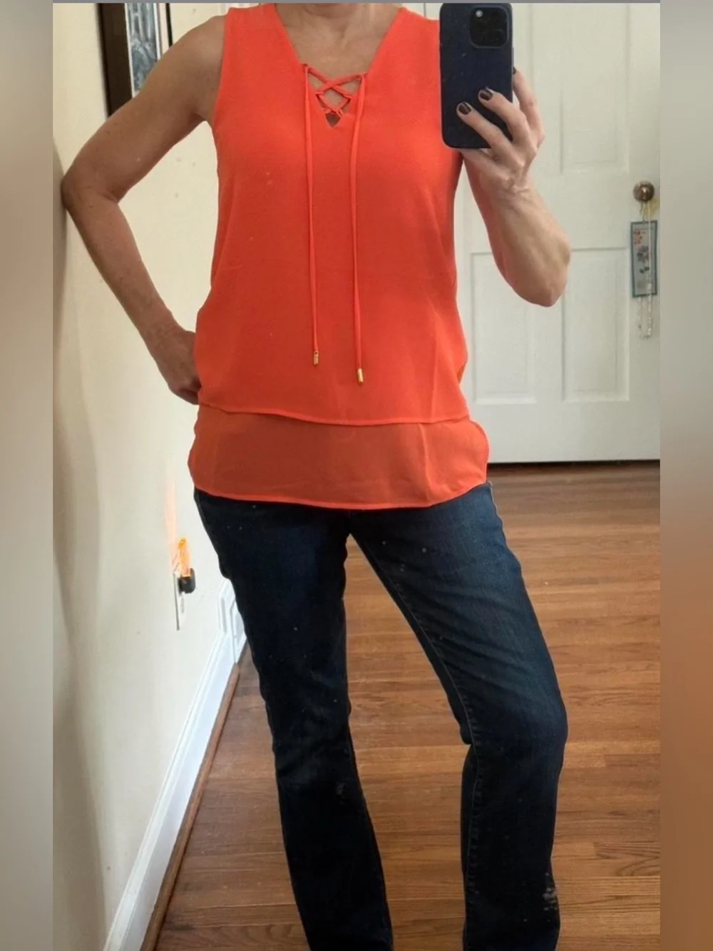 Michael Kors Mandarin Lace-Up Sleeveless blouse